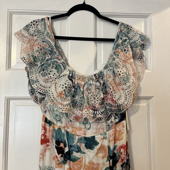 Lovers Friends Revolve Anemone Maxi Dress Medium Floral Off Shoulder Preppy Boho - Picture 4 of 11